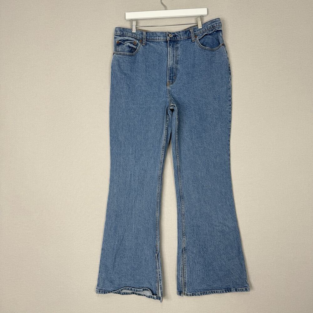 Abercrombie & Fitch Womens Jeans 16 Long Blue Vintage Flare High Rise Split Hem